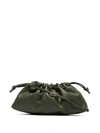 Studio Amelia Drawstring Leather Pouch In Green