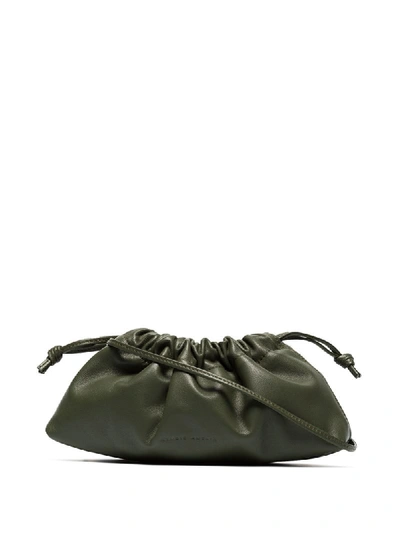 Studio Amelia Drawstring Leather Pouch In Green