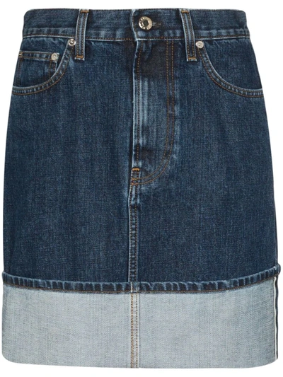 Helmut Lang Femme Stonewash Mini Denim Skirt In Blue
