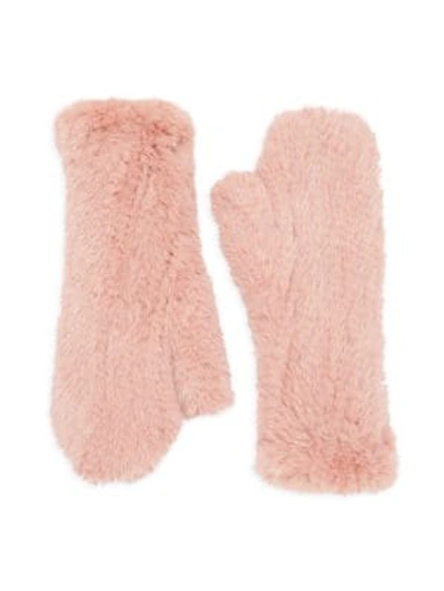 Pologeorgis Knitted Mink Mittens In Dusty Pink