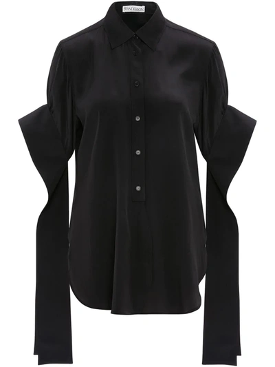 Jw Anderson Round Hem Exaggerated Sleeve Shirt In Black