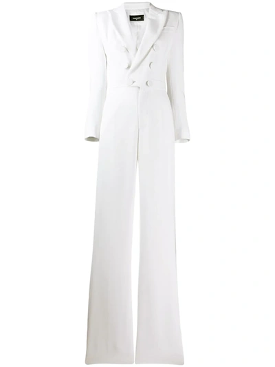 Dsquared2 Double Breasted Tailored Jumpsuit In White
