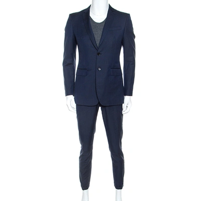 Pre-owned Burberry Navy Blue Wool Two Buttoned Milbury Suit M