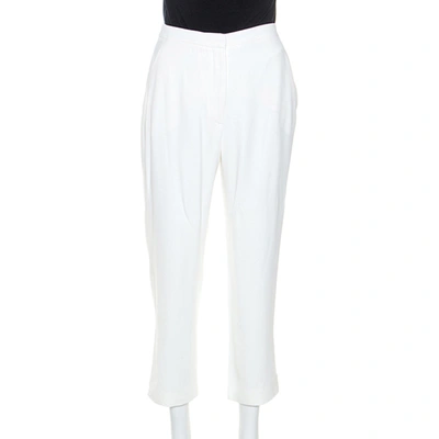 Pre-owned Alexander Mcqueen Off White Crepe Trousers M