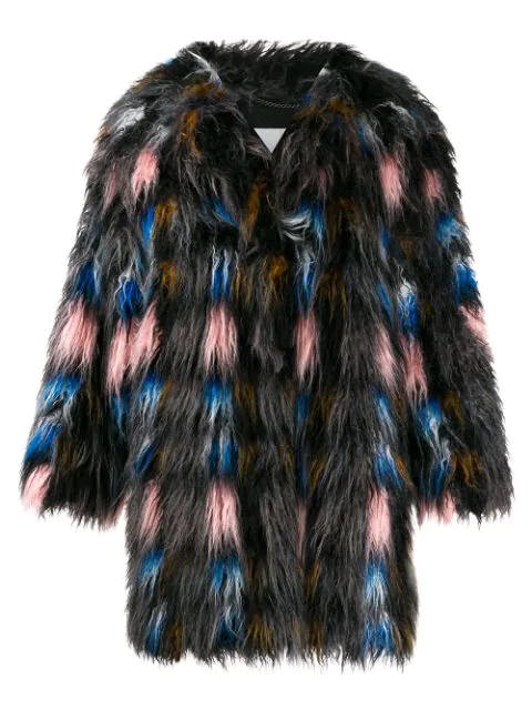 Kenzo Shaggy Snap-front Faux Fur Coat In Flamingo Pink | ModeSens
