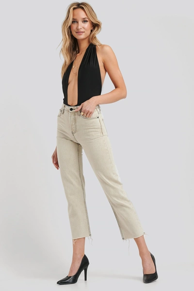 Adika X Na-kd Mia Straight Wash Jeans Beige