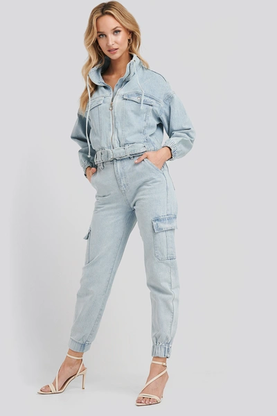 Adika X Na-kd Stella Denim Cargo Pants - Blue