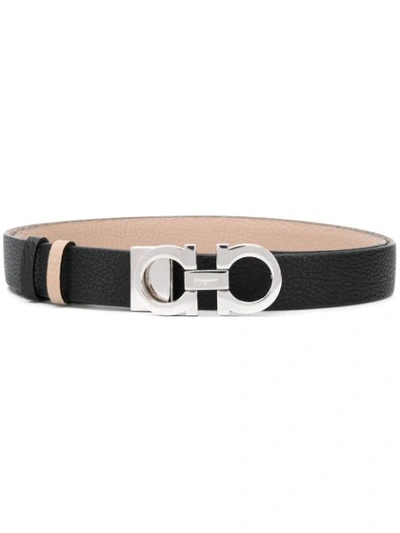 Ferragamo Reversible Gancini Buckled Belt In Neutrals