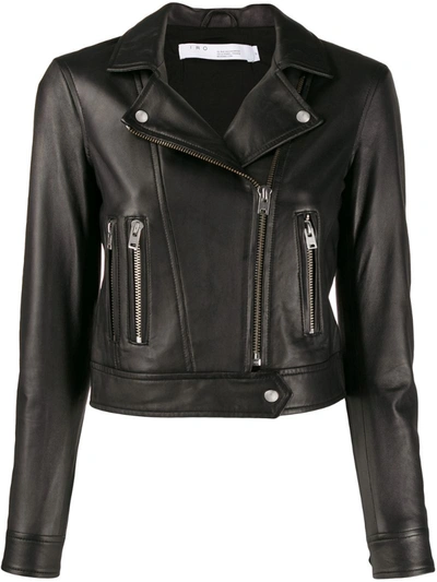 Iro Cropped Biker Jacket In Black