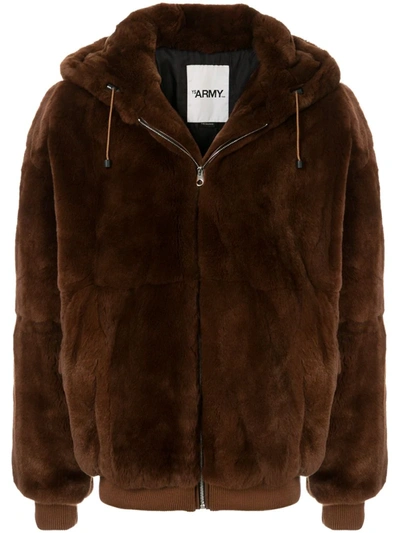 Yves Salomon Fantasy Fur Hooded Jacket In Brown