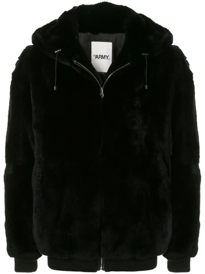 Yves Salomon Fantasy Fur Hooded Jacket In Black