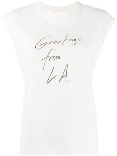 Frame Greetings From La Tank Top In White