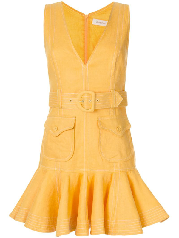 Zimmermann Super Eight Safari Mini Dress In Yellow | ModeSens