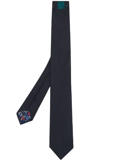 Paul Smith Embroidered Beetle Tie In Blue