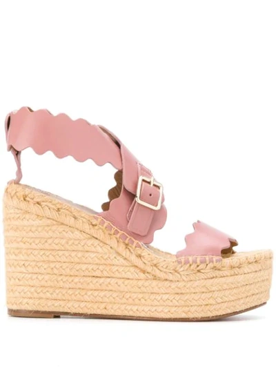 Chloé Lauren Platform Wedge Espadrilles In Pink