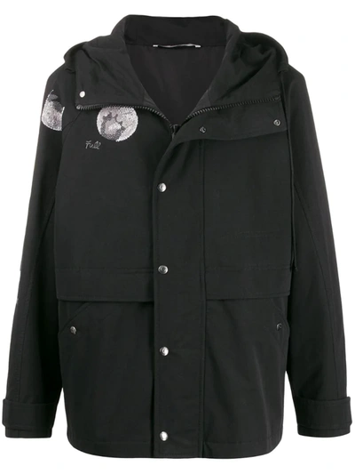 Valentino Moon Dust Embroidered Windbreaker In Black