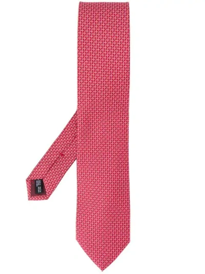 Ferragamo Gancini Print Silk Tie In Red