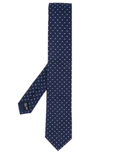Ferragamo Gancini Embroidery Silk Tie In Blue