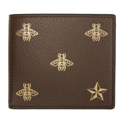 Gucci Brown Bee Star Wallet In 2579 Brown
