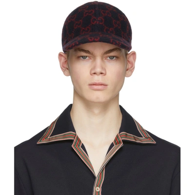 Gucci Gg Knitted Baseball Cap In 4168 Navy