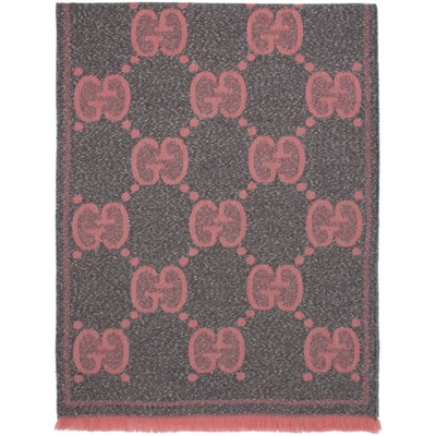 Gucci Grey & Pink Lady Nest Lux Scarf In 1272 Graphi