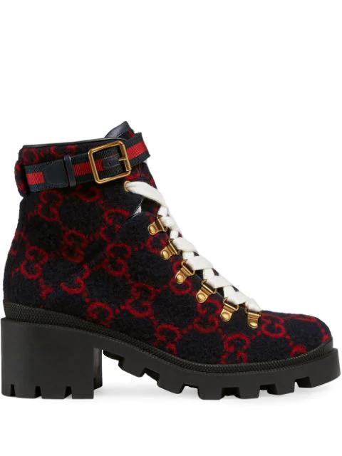 gucci trip gg wool combat boots