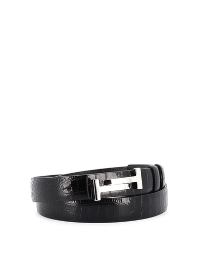 Tod's Double T Reversible Leather Belt In Black