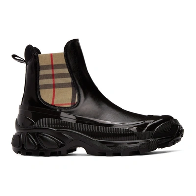 Burberry Vintage Check Coated Chelsea Boots In Black
