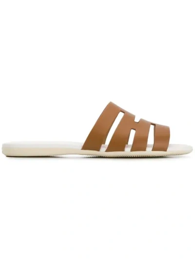 Hogan Valencia Slippers In Brown In Neutrals