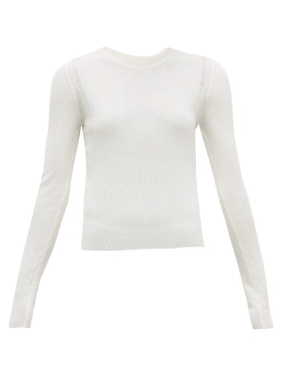 Altuzarra Platte Back Button Rib Merino Wool & Cashmere Sweater In 000100 Optic White