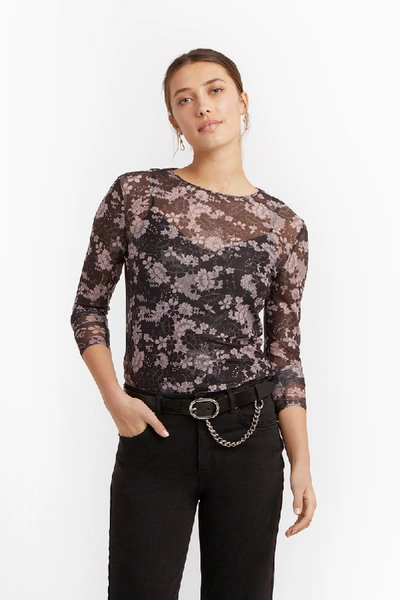 Rebecca Minkoff Cyder Long Sleeve Sheer Top In Pink Multi