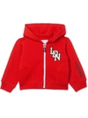 Burberry Babies' Logo Zipped Front Hoodie In Red