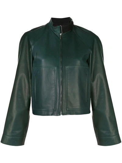 Rosetta Getty Boxy Fit Leather Jacket In Green