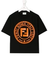 Fendi Teen Logo Print T-shirt In Black