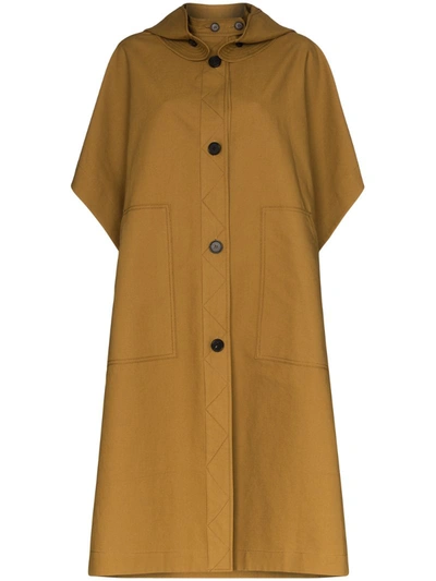 Lvir Hooded Cotton Trench Coat In Brown