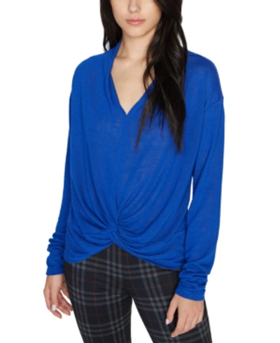 Sanctuary Knot Interested Plunge Neck Top In Web Blue