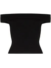 Alexander Mcqueen Off-the-shoulder Ribbed-knit Top In Black