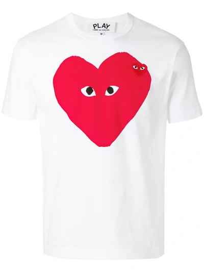 Comme Des Garçons Big Heart Graphic Tee In White