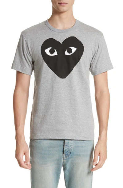 Comme Des Garçons Logo Graphic Tee In Top Dyed Gray