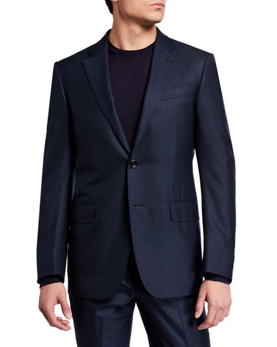 Ermenegildo Zegna Men's Tonal Check Wool Two-piece Suit In Blue