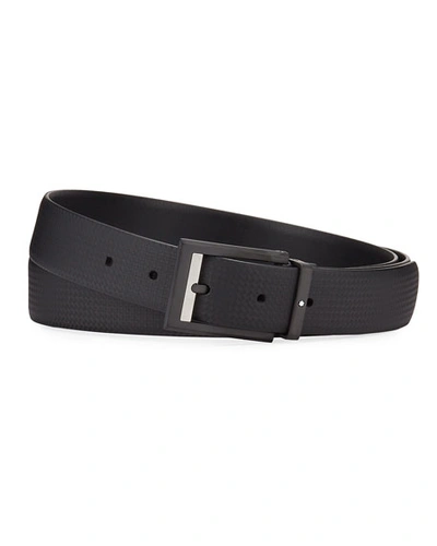 Montblanc Men's Printed Leather Rectangle-buckle Belt In Black
