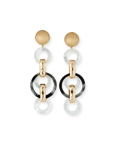 Akola Horn And Mother-of-pearl Long Clip Earrings In White