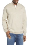 Peter Millar Men's Quarter-zip Cotton-blend Sweater In Stone