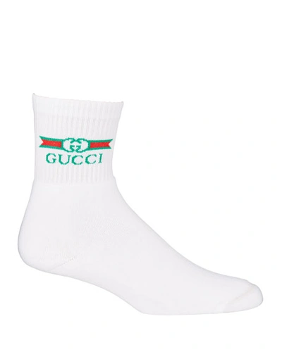 Gucci Men's Logo Label Tube Socks In White