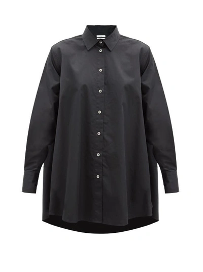 Co Sateen Pintucked Shirt In Black