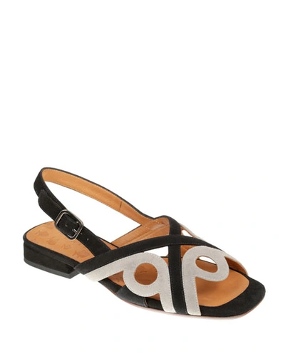 Chie Mihara Tabata Suede Cutout Sandals In Black/grey