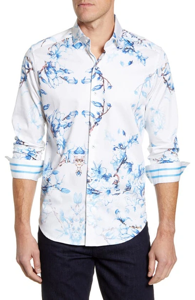 Robert Graham Windsor Floral Classic Fit Button-down Shirt In Blue