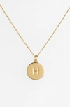 Kate Spade 12k Gold-plated Initials Pendant Necklace, 17" + 3" Extender In H/gold