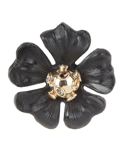 Alexis Bittar Sputnik Crystal & Multicolor Stone Flower Pin In Black