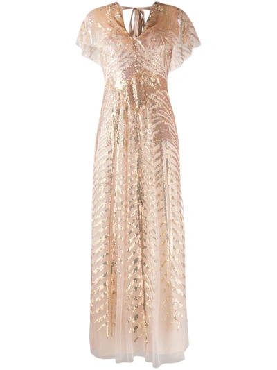 Temperley London Dusk Sequinned Tulle Gown In Neutrals